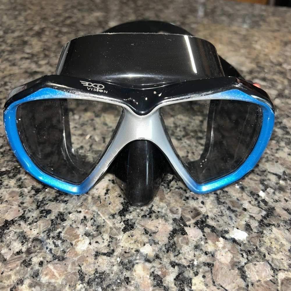 EXP VISION Scuba Diving Mask Tempered Glass Panoramic Swim Goggles Blue 347